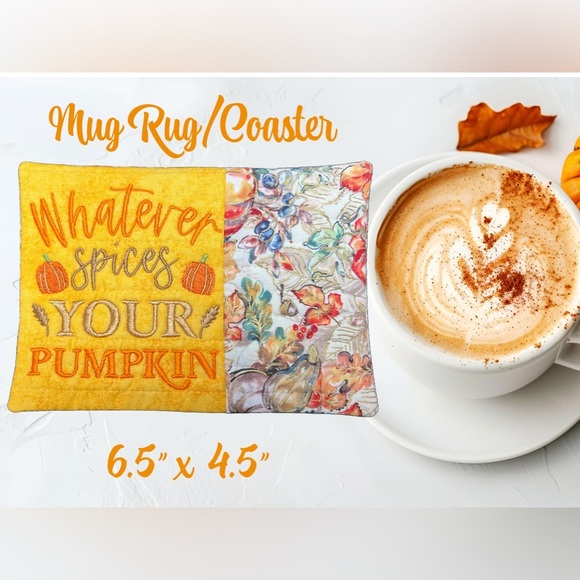 Hand Crafted Mug Rug Coaster Embroidered Cotton Fabric Padded Absorbs Liquid - Picture 5 of 5